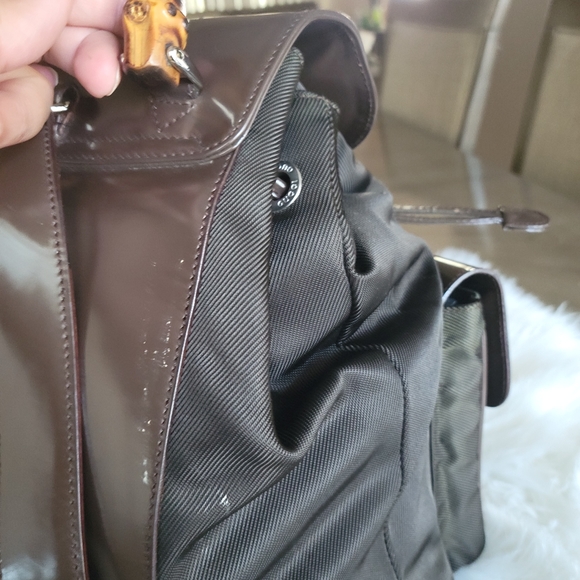 100% Authentic Gucci vintage nylon bamboo backpack - Picture 4 of 16